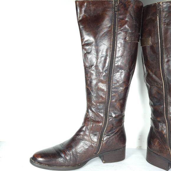 Born Women's Gibb US9M Distress Brown Leather Wide Calf Riding Equestrian Boots - Picture 5 of 16